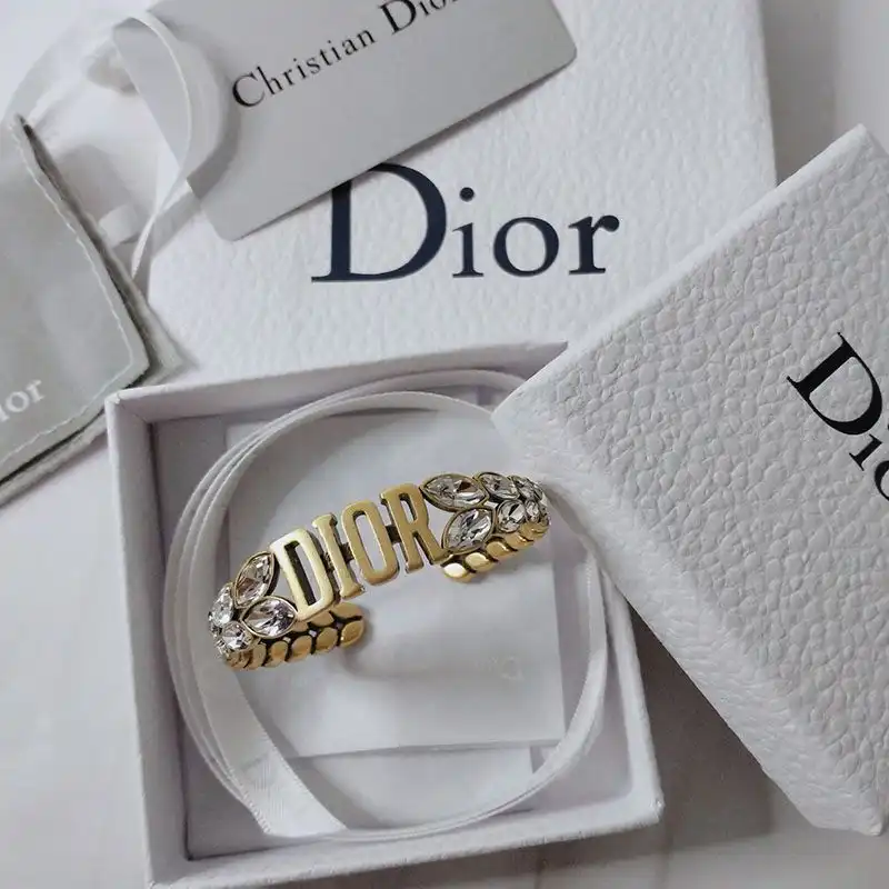 Hot Dior Laurel Cuff Bracelet Metal and Silver Crystals Gold