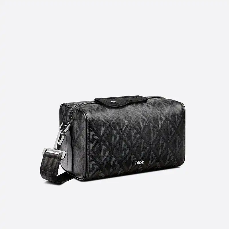 Cheap Dior Lingot 22 Bag CD Diamond Motif Canvas Black Luxury