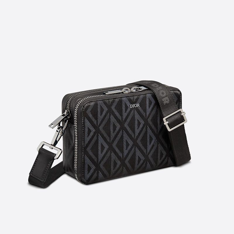 Dior Messenger Pouch CD Diamond Motif Canvas Black Hot Sale