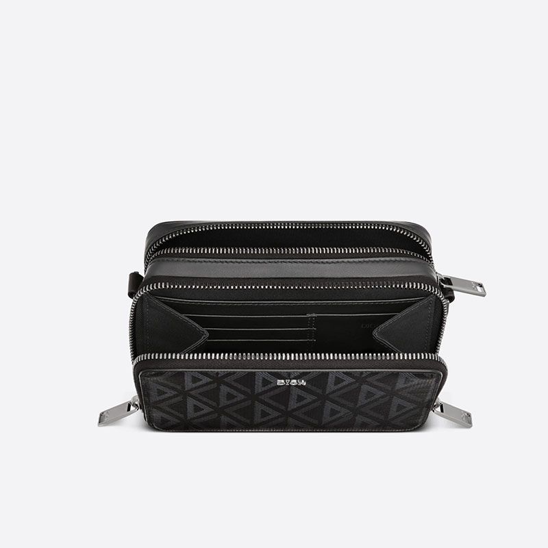 Dior Messenger Pouch CD Diamond Motif Canvas Black Hot Sale