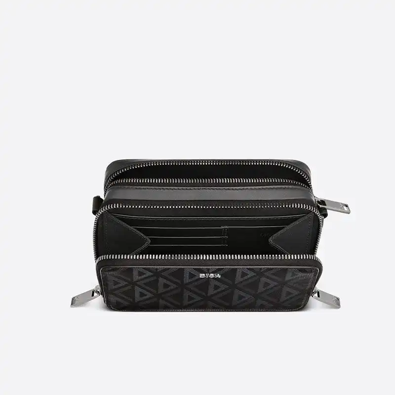 Affordable Hot Dior Messenger Pouch CD Diamond Motif Canvas Black