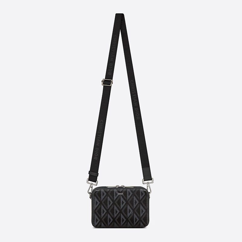 Dior Messenger Pouch CD Diamond Motif Canvas Black Hot Sale