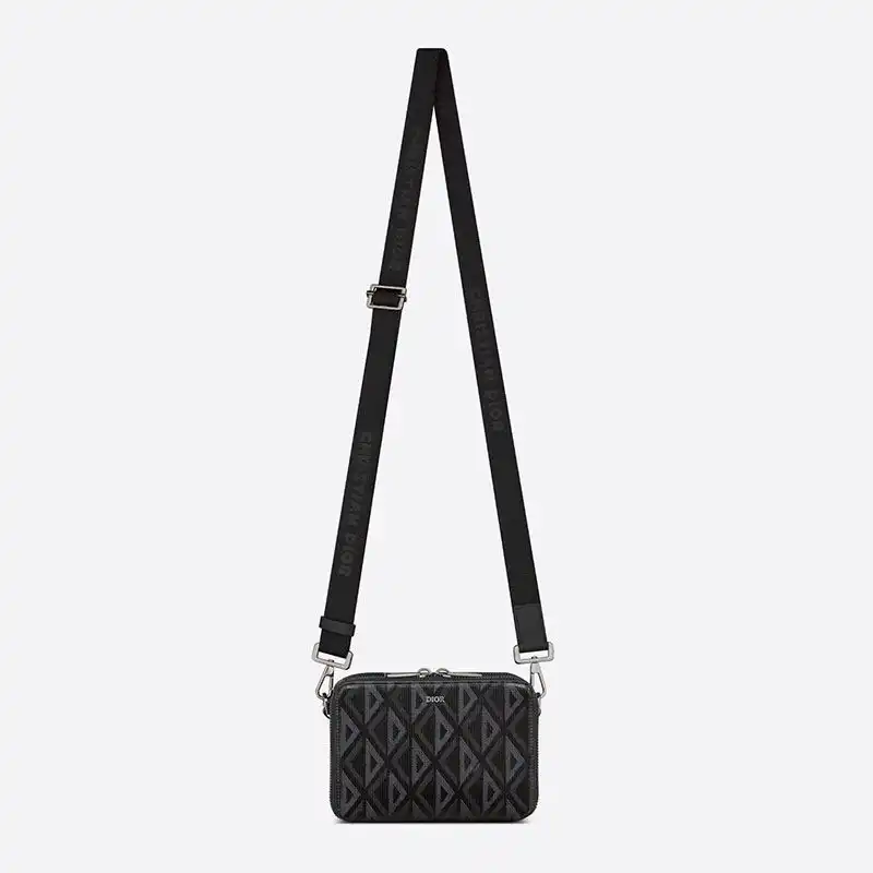 Affordable Hot Dior Messenger Pouch CD Diamond Motif Canvas Black