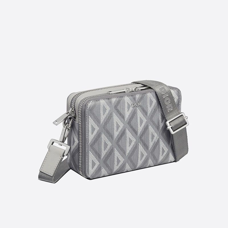 Dior Messenger Pouch CD Diamond Motif Canvas Grey Hot Sale