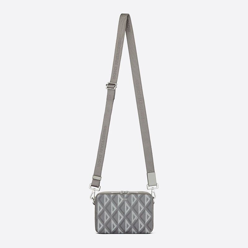 Dior Messenger Pouch CD Diamond Motif Canvas Grey Hot Sale