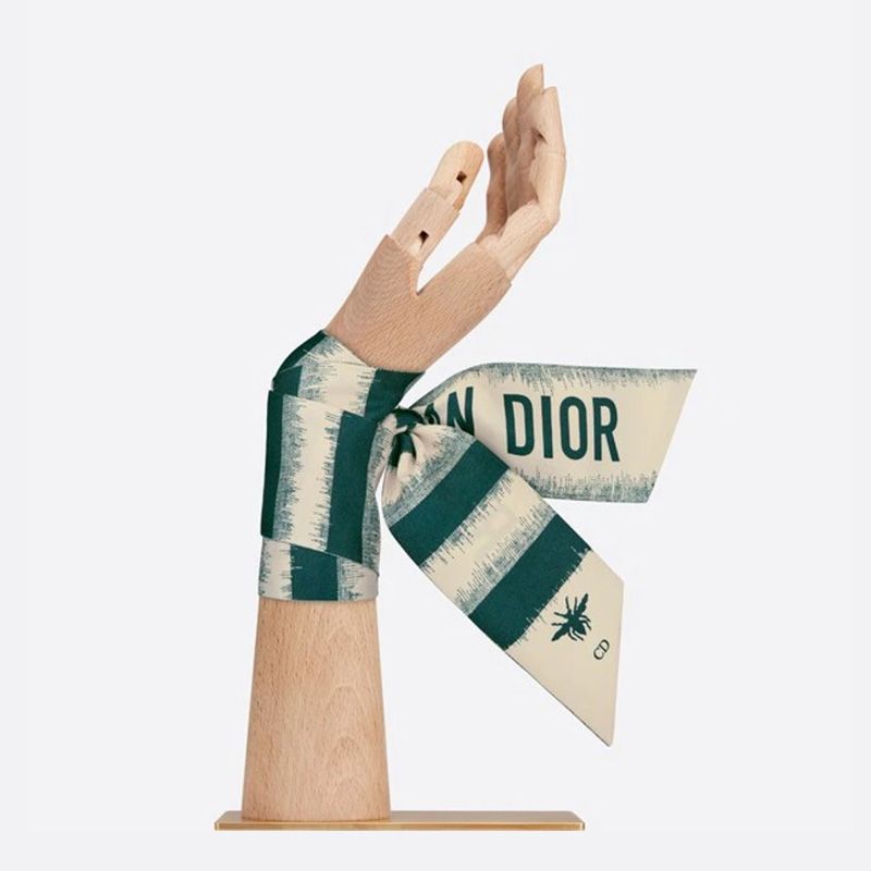 Dior Mitzah Twill D-Stripes Motif Silk Green Hot Sale