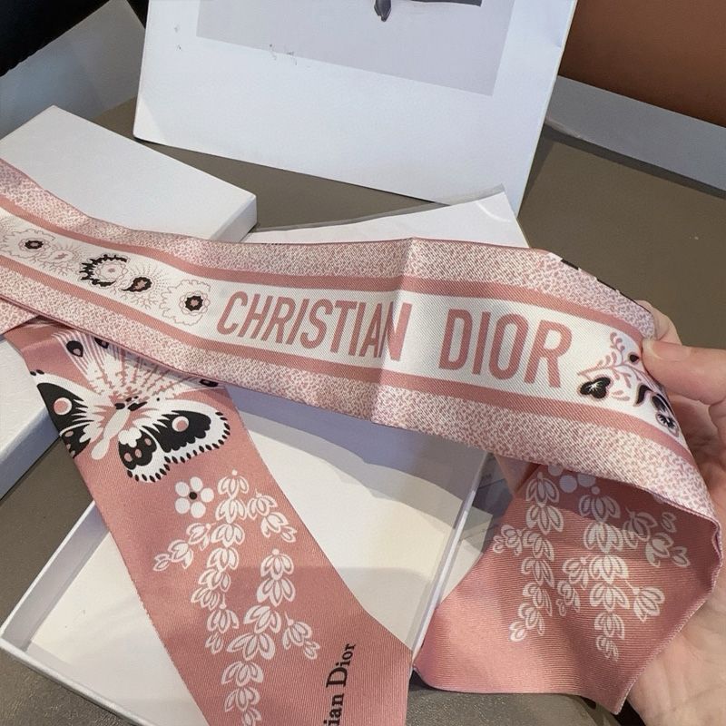 Hot Dior Mitzah Twill Butterfly Bandana Motif Silk Pink