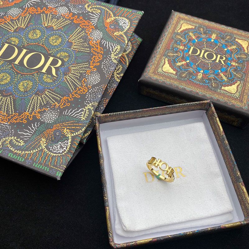 Dior Open Chain Evolution Ring Metal And Crystals Gold Hot Sale