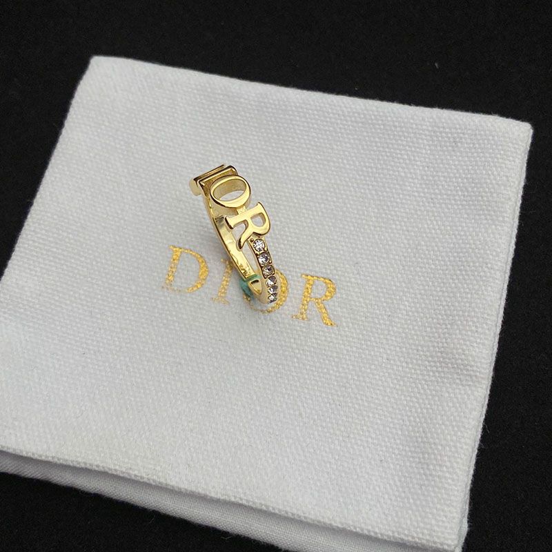 Dior Open Chain Evolution Ring Metal And Crystals Gold Hot Sale