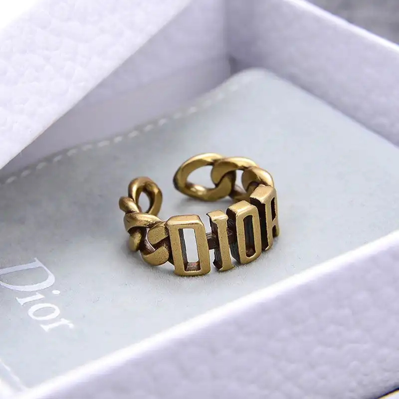 Hot Dior Open Chain Evolution Ring Metal Gold