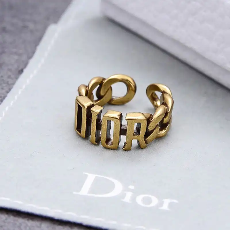 Cheap Hot Dior Open Chain Evolution Ring Metal Gold