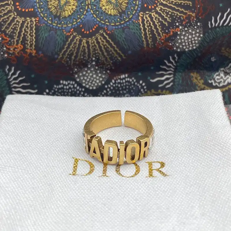 Cheap Hot Dior Open Chain J'ADIOR Ring Metal and White Crystals Gold