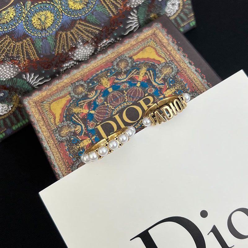 Dior Open Chain J'ADIOR Ring Set Metal and Resin Pearls Gold Hot Sale