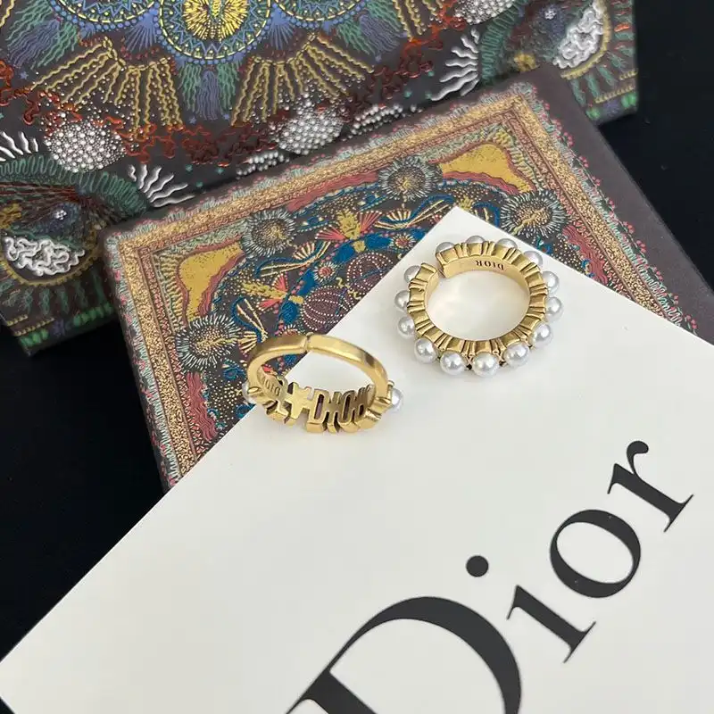 Cheap Hot Dior Open Chain J'ADIOR Ring Set Metal and Resin Pearls Gold