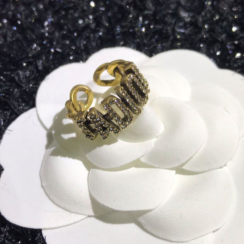 Hot Dior Open Chain J'ADIOR Ring With Crystals Gold