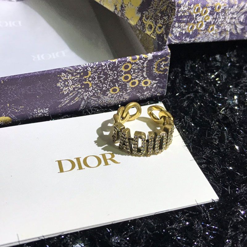 Dior Open Chain J'ADIOR Ring With Crystals Gold Hot Sale