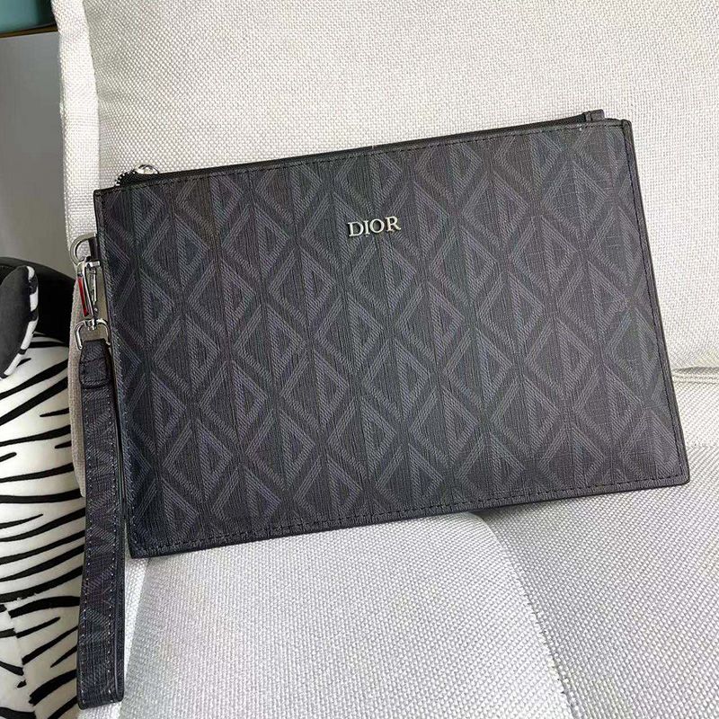 Hot Dior Pouch CD Diamond Canvas Black