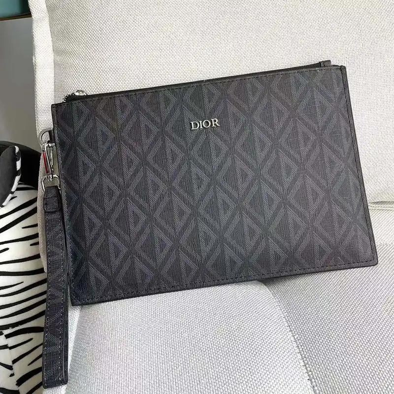 Cheap Dior Pouch CD Diamond Canvas Black