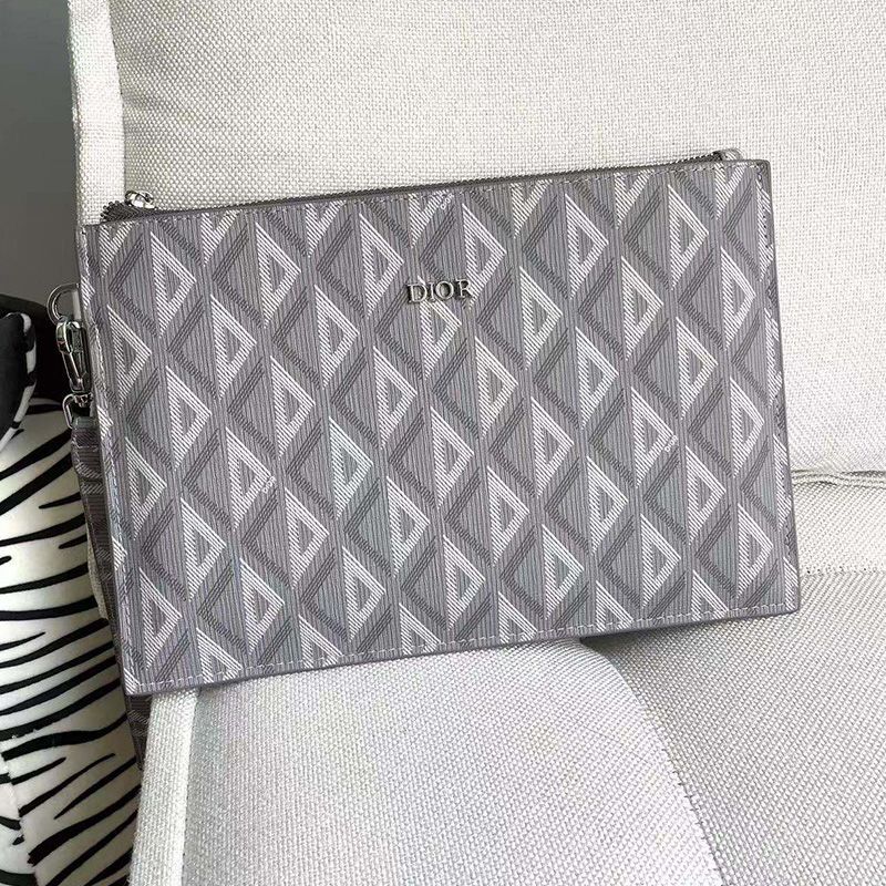 Hot Dior Pouch CD Diamond Canvas Grey