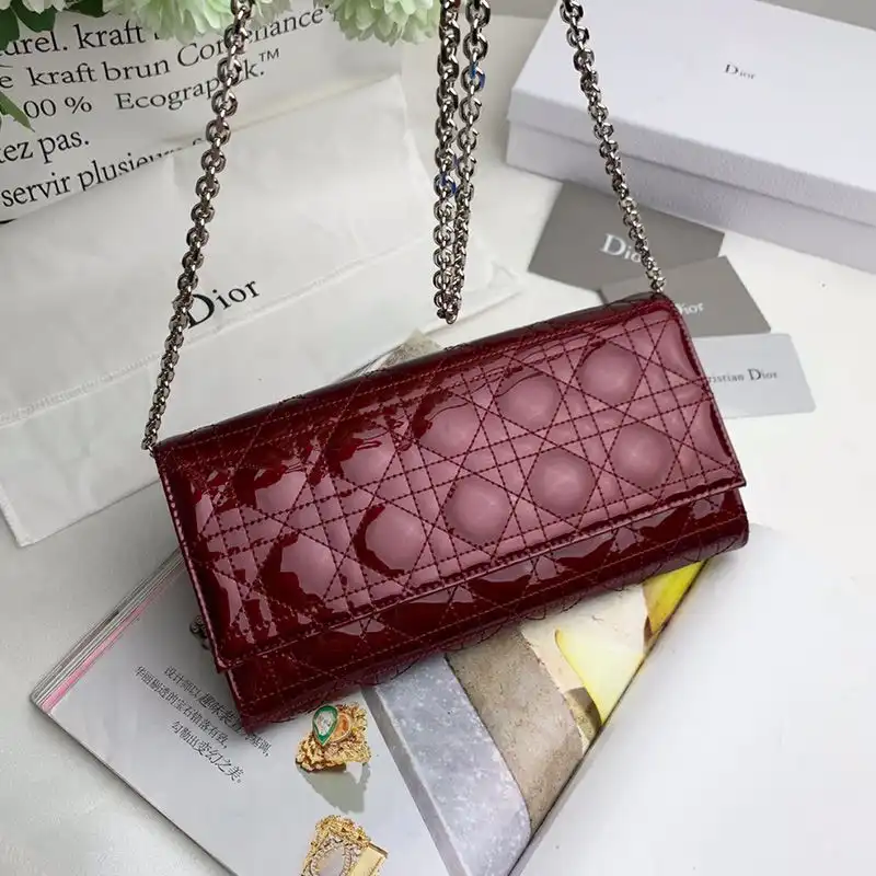 Hot Dior Pouch Patent Cannage Calfskin Red