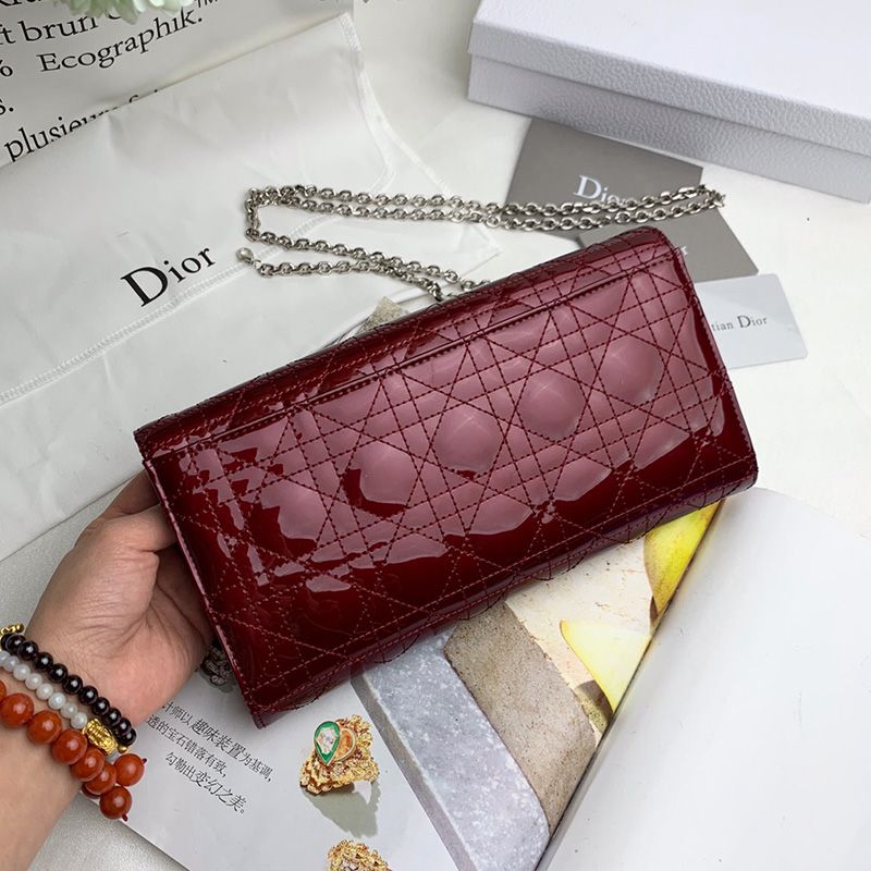 Hot Dior Pouch Patent Cannage Calfskin Red