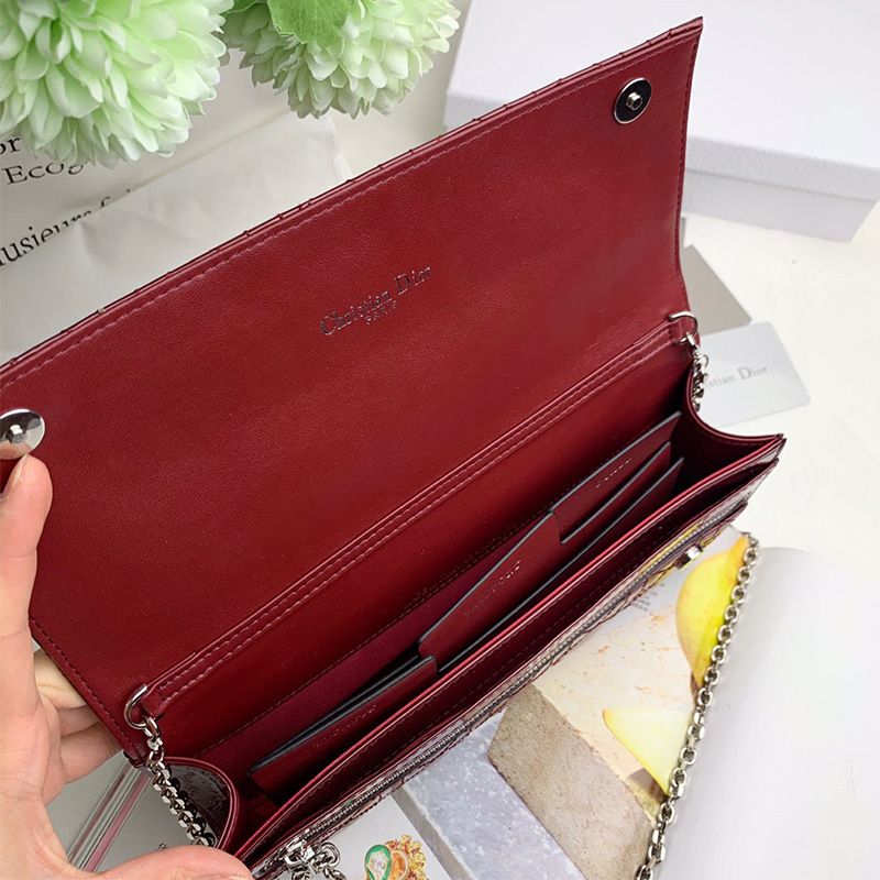 Hot Dior Pouch Patent Cannage Calfskin Red