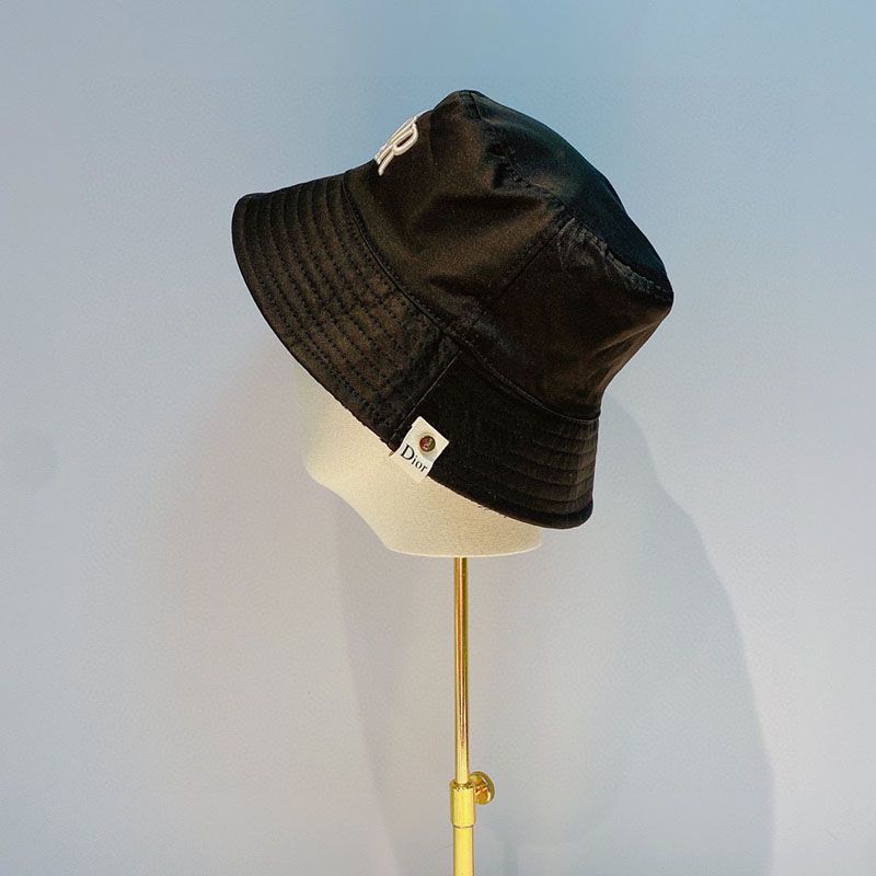 Dior Reversible Bucket Hat Safety Pin Logo Houndstooth Motif Cotton Black Hot Sale