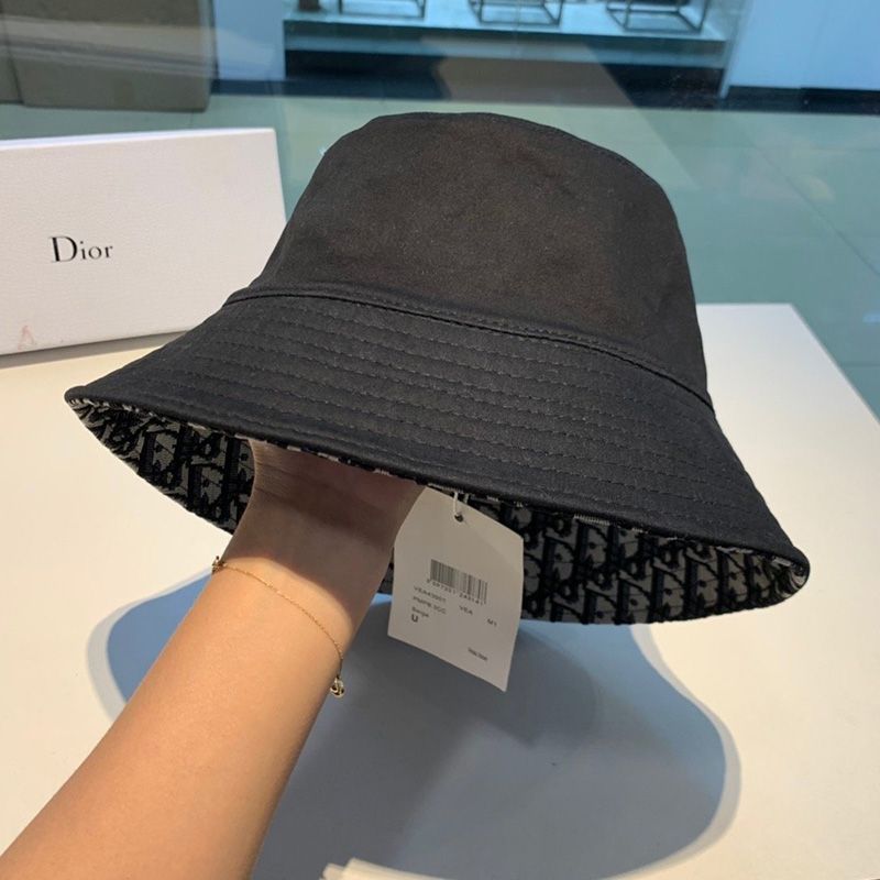 Dior Reversible Bucket Hat Teddy Oblique Motif Cotton Black Hot Sale