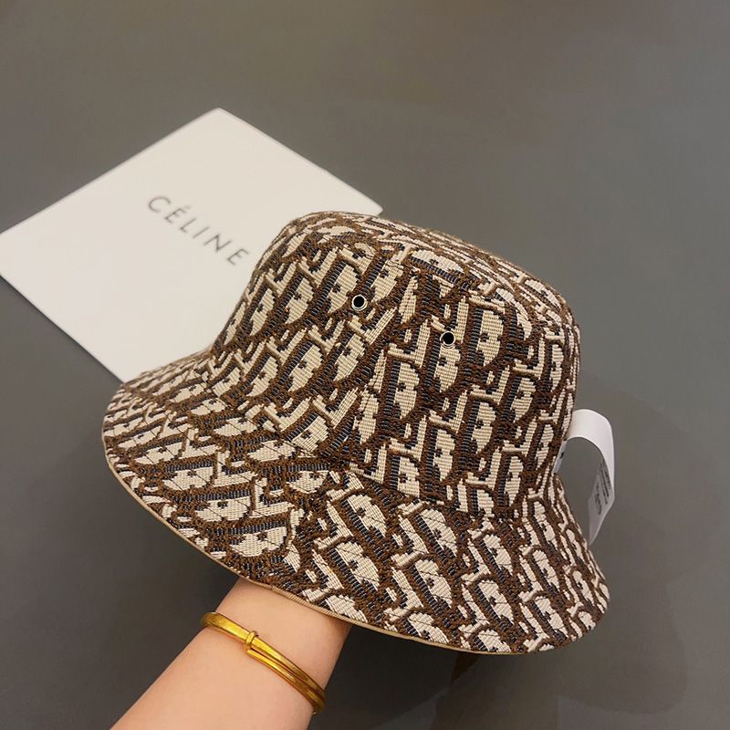 Dior Reversible Bucket Hat Teddy Oblique Motif Cotton Khaki Hot Sale