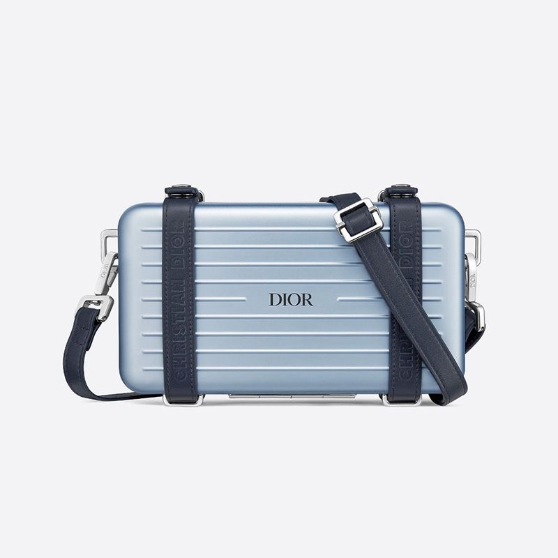 Hot Dior x Rimowa Personal Clutch Aluminum Sky Blue