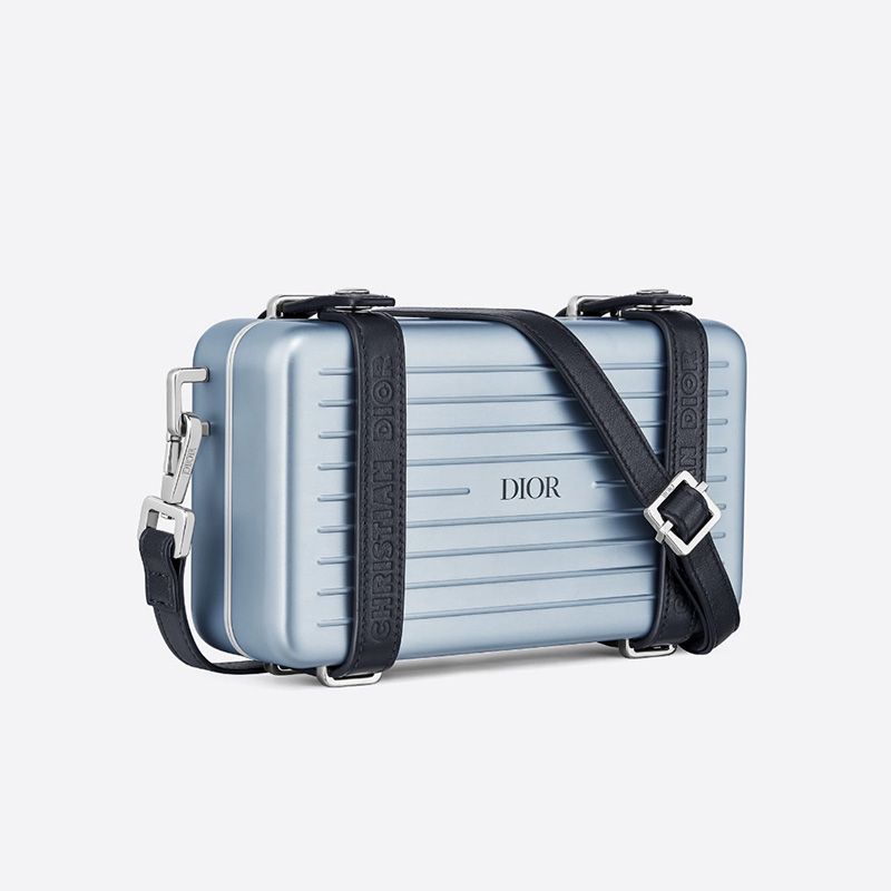 Hot Dior x Rimowa Personal Clutch Aluminum Sky Blue