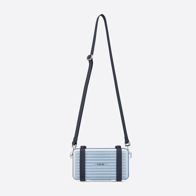 Hot Dior x Rimowa Personal Clutch Aluminum Sky Blue