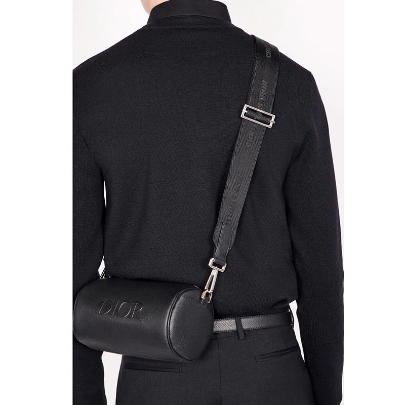 Hot Dior Roller Messenger Grained Calfskin Black