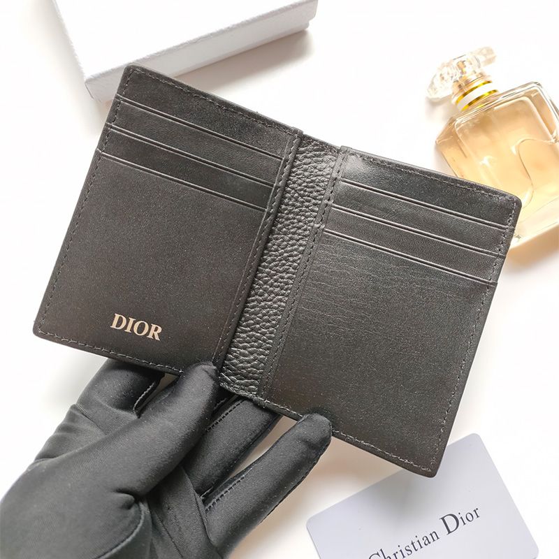 Dior Saddle Bi-Fold Card Holder Oblique Motif Canvas Black Hot Sale