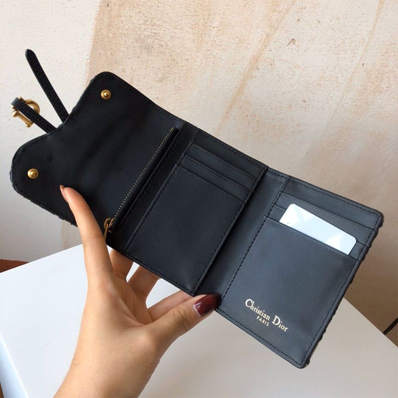 Dior Saddle Card Holder Oblique Motif Canvas Black Hot Sale