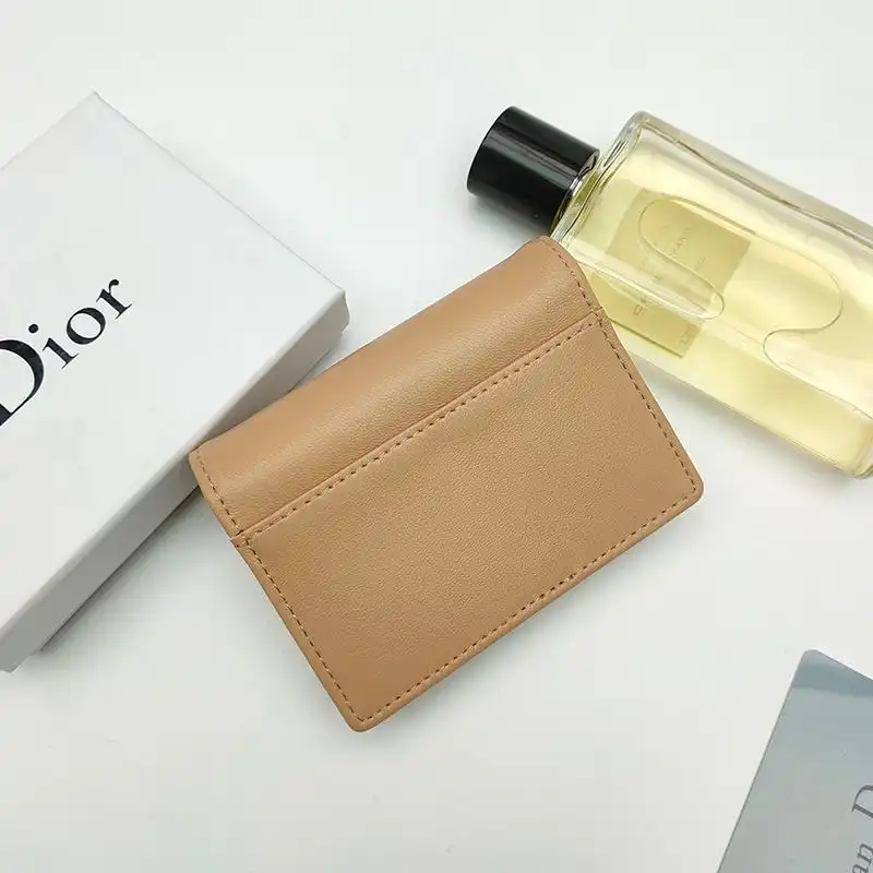 Cheap Hot Dior Saddle Flap Card Holder Goatskin Khaki