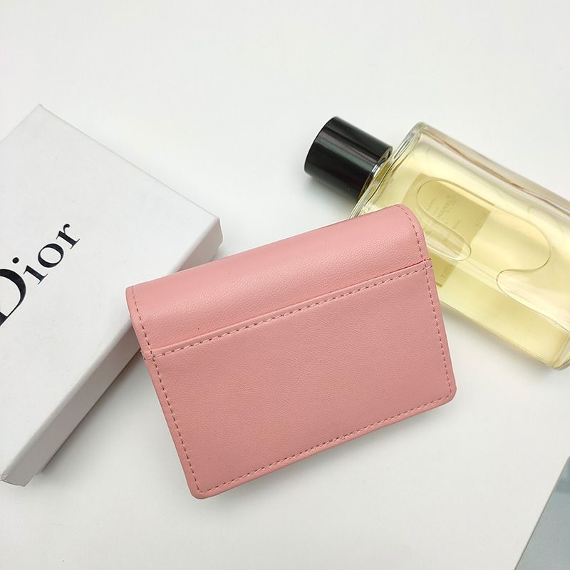 Dior Saddle Flap Card Holder Goatskin Pink Hot Sale