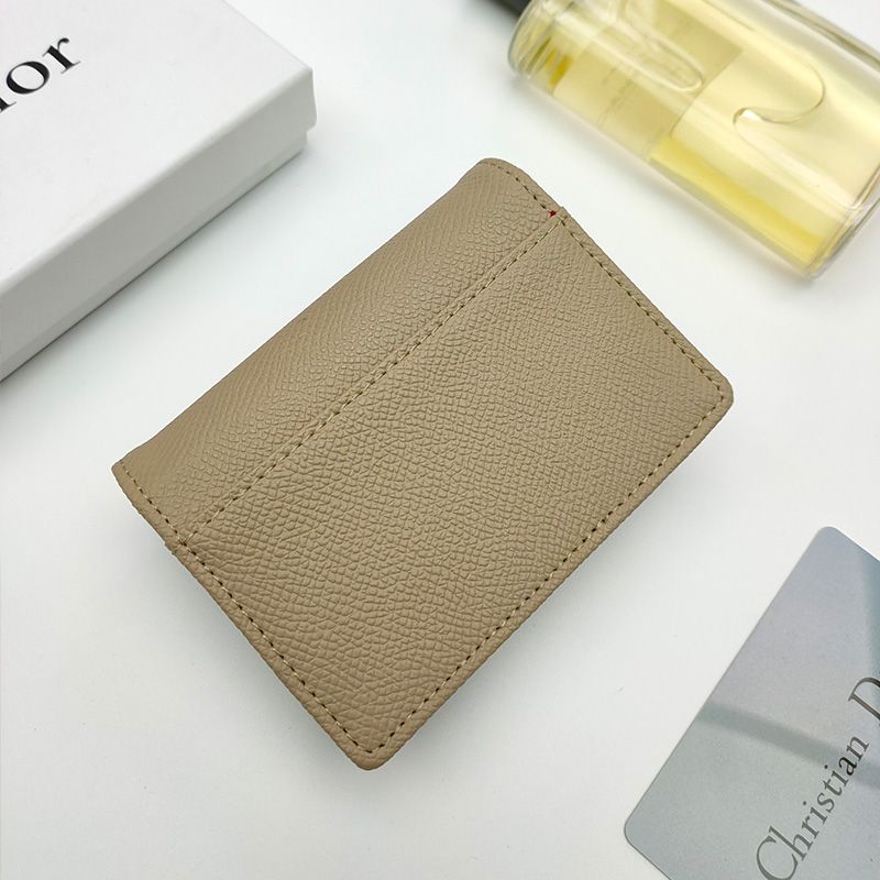 Dior Saddle Flap Card Holder Grained Calfskin Khaki Hot Sale