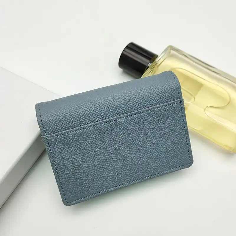 Affordable Hot Dior Saddle Flap Card Holder Grained Calfskin Sky Blue