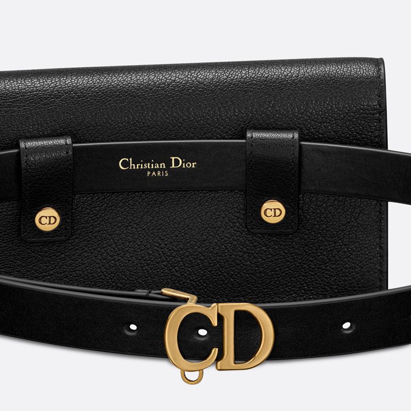 Dior Saddle Removable Pouch Belt 20MM Ultrasoft Calfskin Black Hot Sale