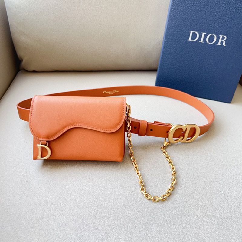 Dior Saddle Removable Pouch Belt 20MM Ultrasoft Calfskin Brown Hot Sale