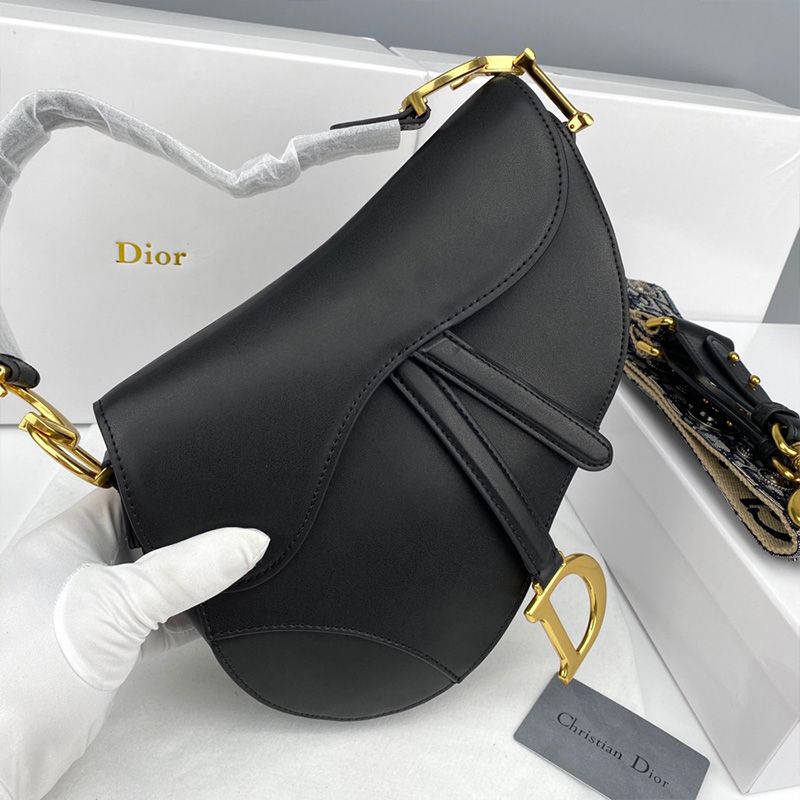 Hot Dior Saddle Bag Smooth Calfskin Black