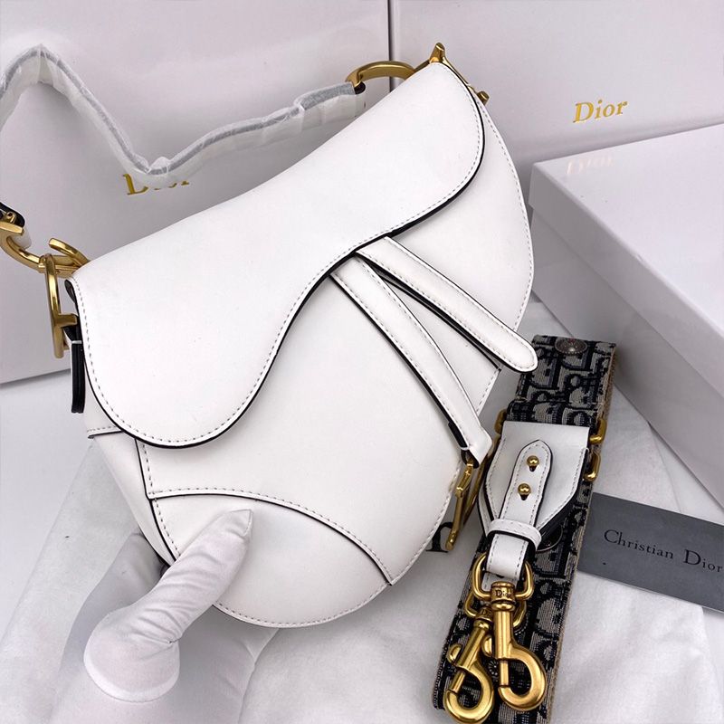 Dior Saddle Bag Smooth Calfskin White Hot Sale