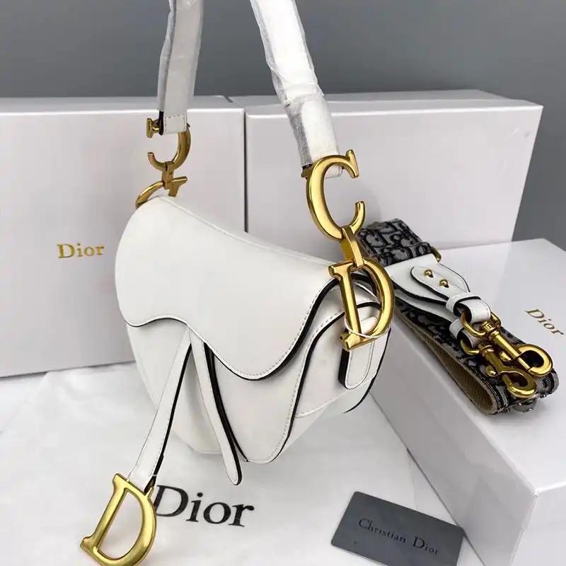 Cheap Dior Saddle Bag Smooth Calfskin White