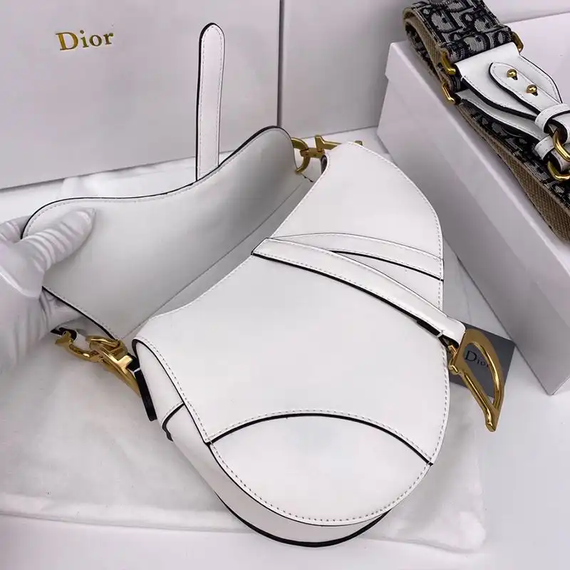 Cheap Dior Saddle Bag Smooth Calfskin White