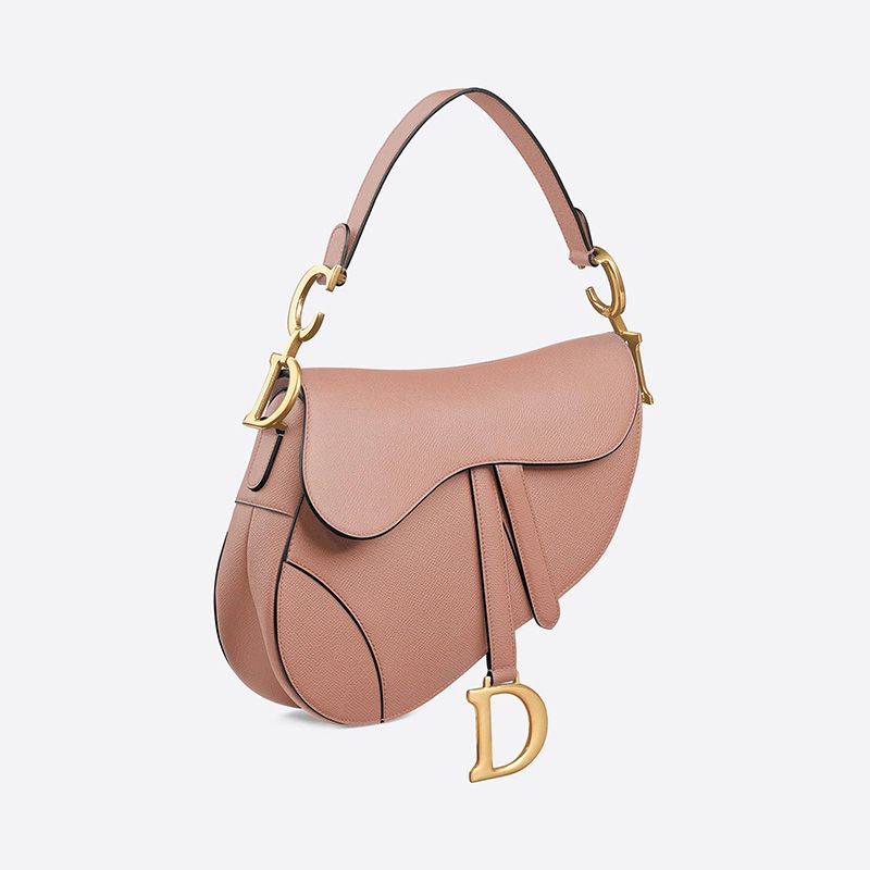 Hot Dior Saddle Bag Grained Calfskin Apricot