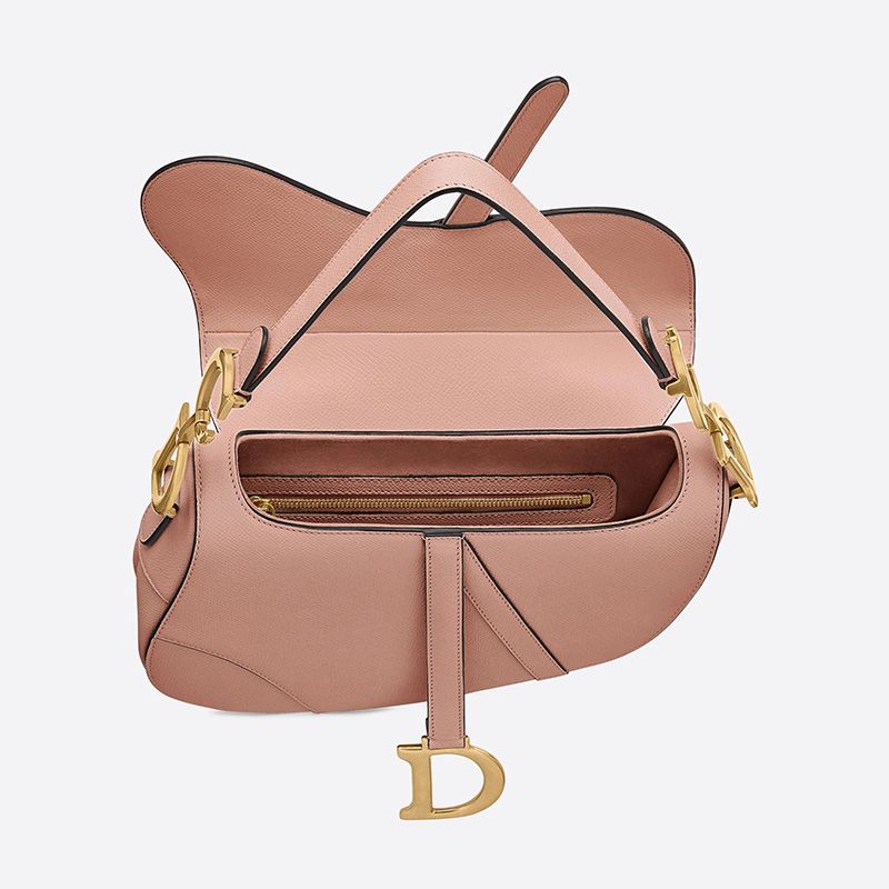 Hot Dior Saddle Bag Grained Calfskin Apricot