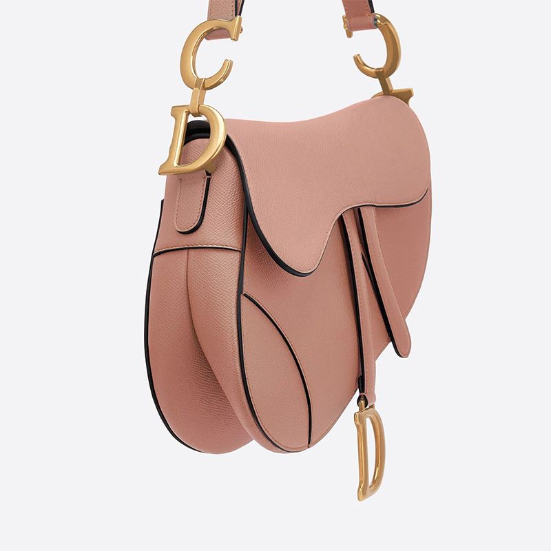 Hot Dior Saddle Bag Grained Calfskin Apricot