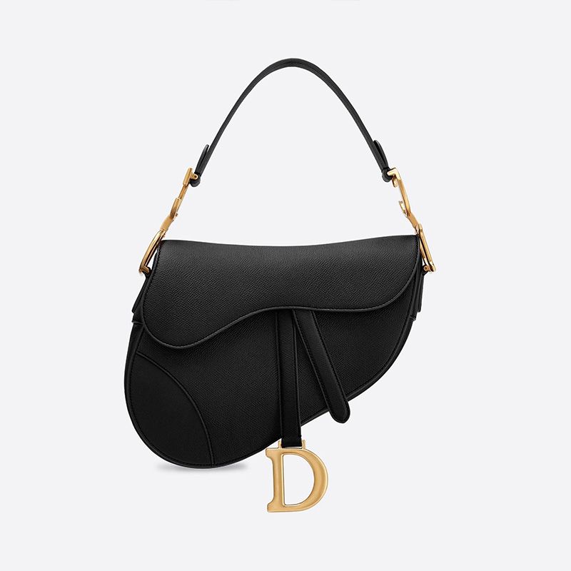 Hot Dior Saddle Bag Grained Calfskin Black