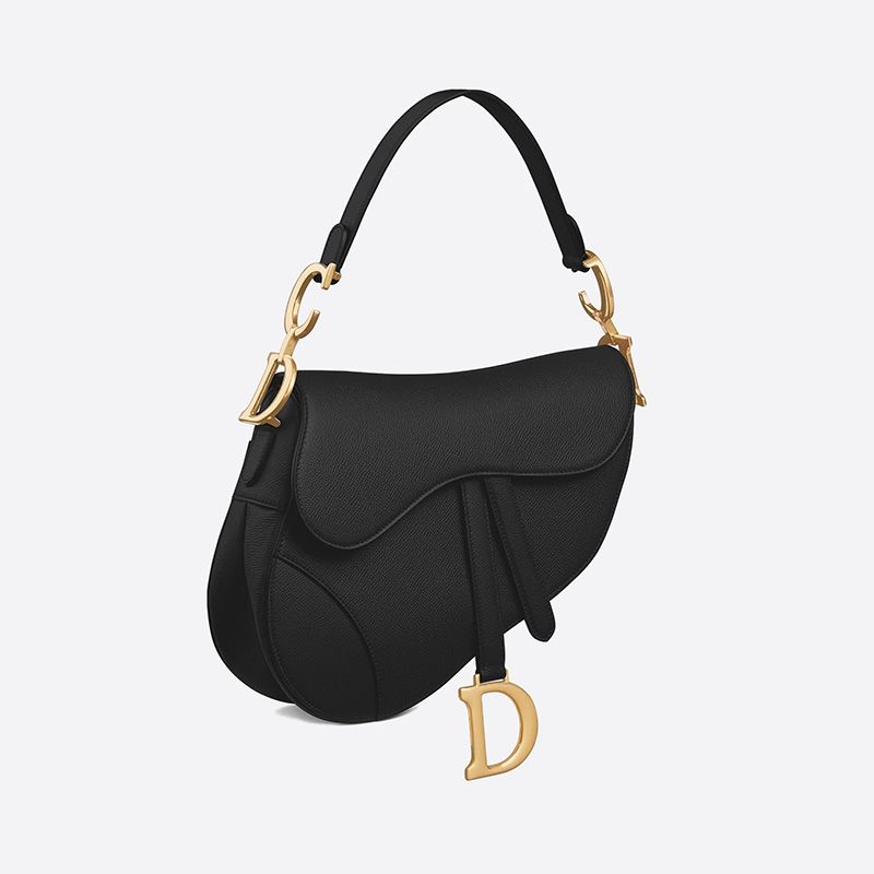 Hot Dior Saddle Bag Grained Calfskin Black